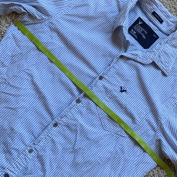 American Eagle Outfitters Blue Sweater and Striped Dress Shirt, Mens Medium - Picture 3 of 6